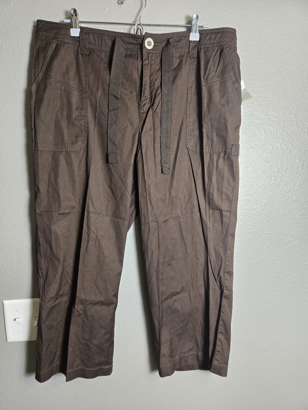 Charter Club Straight Leg Capri 100% Cotton In Color Cocoa Bean Size 16